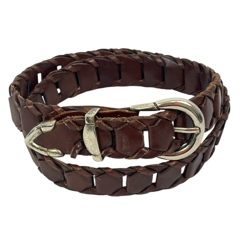 Leather Belt 36 Woven Brown Full Grain Cowhide Made in Argentina